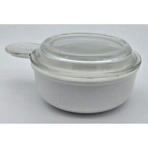 Corning Grab It Bowl P-150-B White with Pyrex Clear Glass Lid Ovenware Dish‎ Lid